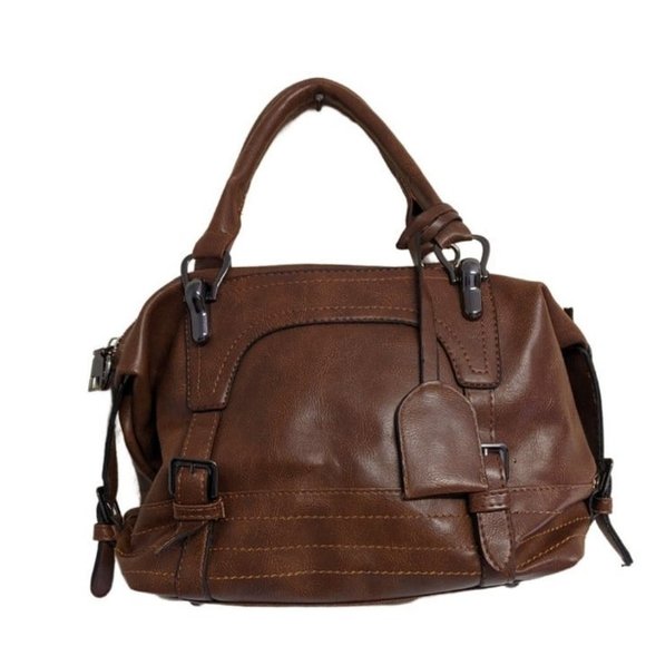 Other - Vintage Brown Vinyl Top Handle Carry Bathroom/ Messenger Bag
